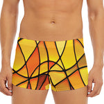 Yellow Stained Glass Mosaic Print Men's Short Boxer Briefs