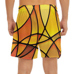 Yellow Stained Glass Mosaic Print Men's Split Running Shorts