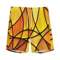Yellow Stained Glass Mosaic Print Men's Athletic Shorts