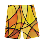 Yellow Stained Glass Mosaic Print Men's Sports Shorts