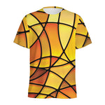 Yellow Stained Glass Mosaic Print Men's Sports T-Shirt