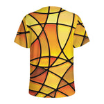 Yellow Stained Glass Mosaic Print Men's Sports T-Shirt