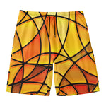 Yellow Stained Glass Mosaic Print Men's Swim Trunks