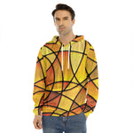 Yellow Stained Glass Mosaic Print Men's Velvet Pullover Hoodie