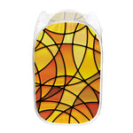 Yellow Stained Glass Mosaic Print Mesh Laundry Hamper