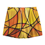 Yellow Stained Glass Mosaic Print Mesh Shorts