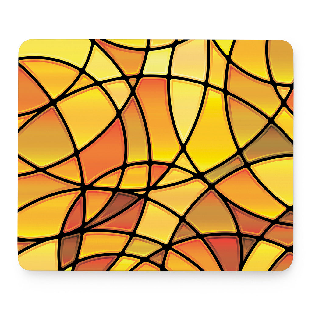 Yellow Stained Glass Mosaic Print Mouse Pad