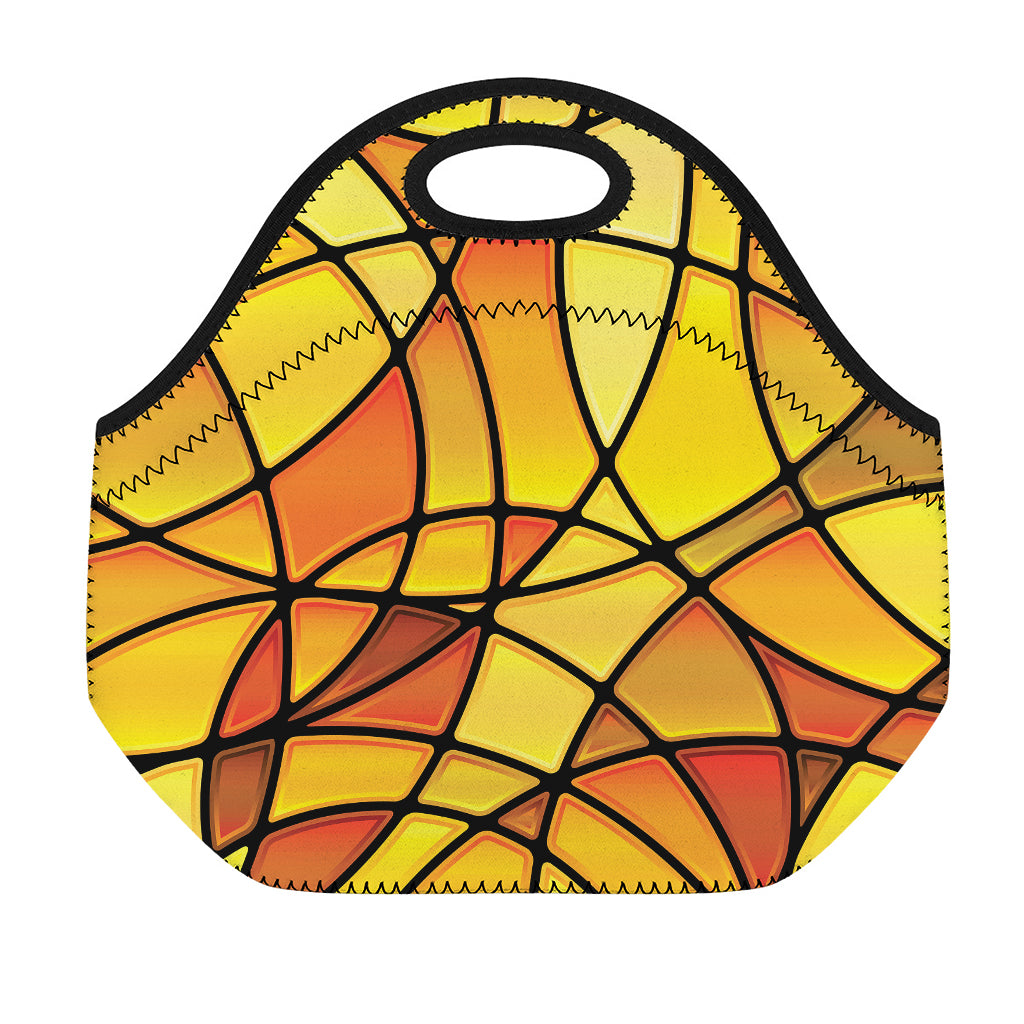 Yellow Stained Glass Mosaic Print Neoprene Lunch Bag
