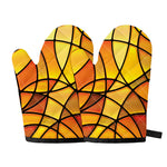 Yellow Stained Glass Mosaic Print Oven Mitts