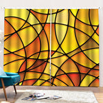 Yellow Stained Glass Mosaic Print Pencil Pleat Curtains