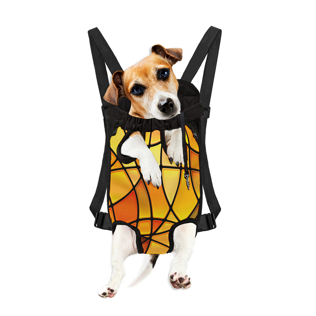 Yellow Stained Glass Mosaic Print Pet Carrier Backpack