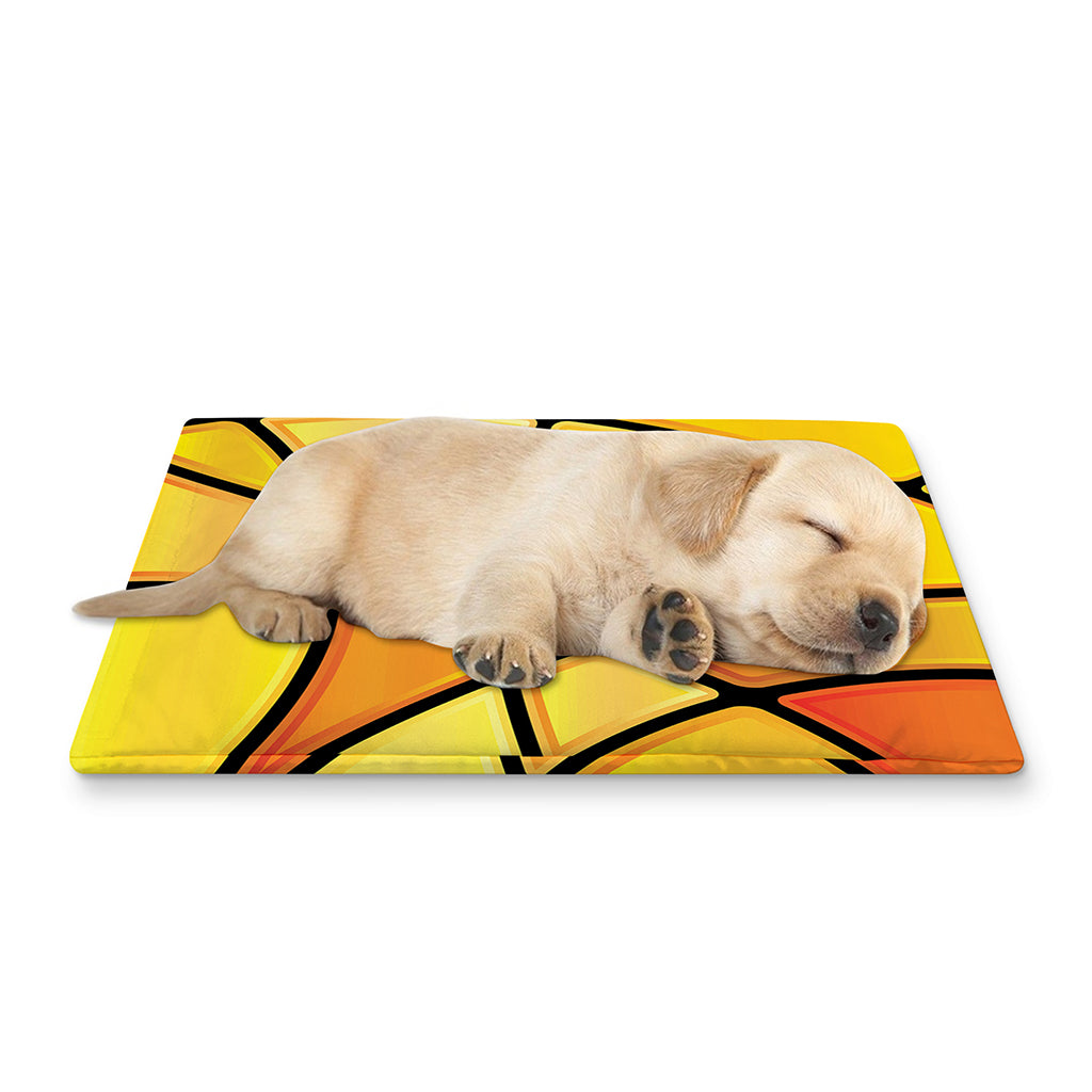 Yellow Stained Glass Mosaic Print Pet Cooling Mat Cover