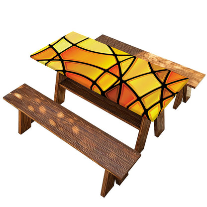 Yellow Stained Glass Mosaic Print Picnic Table Cover