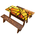 Yellow Stained Glass Mosaic Print Picnic Table Cover