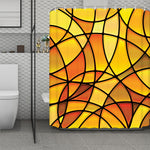 Yellow Stained Glass Mosaic Print Polyester Shower Curtain