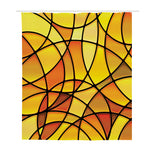 Yellow Stained Glass Mosaic Print Polyester Shower Curtain