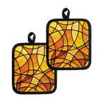 Yellow Stained Glass Mosaic Print Pot Holders