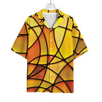 Yellow Stained Glass Mosaic Print Rayon Hawaiian Shirt