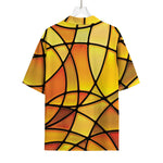 Yellow Stained Glass Mosaic Print Rayon Hawaiian Shirt