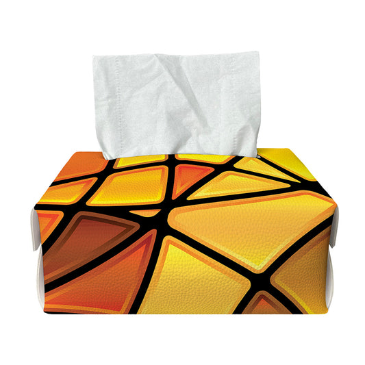 Yellow Stained Glass Mosaic Print Rectangle Tissue Box Cover