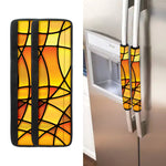 Yellow Stained Glass Mosaic Print Refrigerator Handle Covers