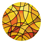 Yellow Stained Glass Mosaic Print Round Blanket