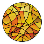 Yellow Stained Glass Mosaic Print Round Floor Mat