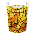 Yellow Stained Glass Mosaic Print Round Laundry Basket