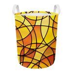 Yellow Stained Glass Mosaic Print Round Laundry Basket