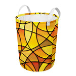 Yellow Stained Glass Mosaic Print Round Laundry Basket