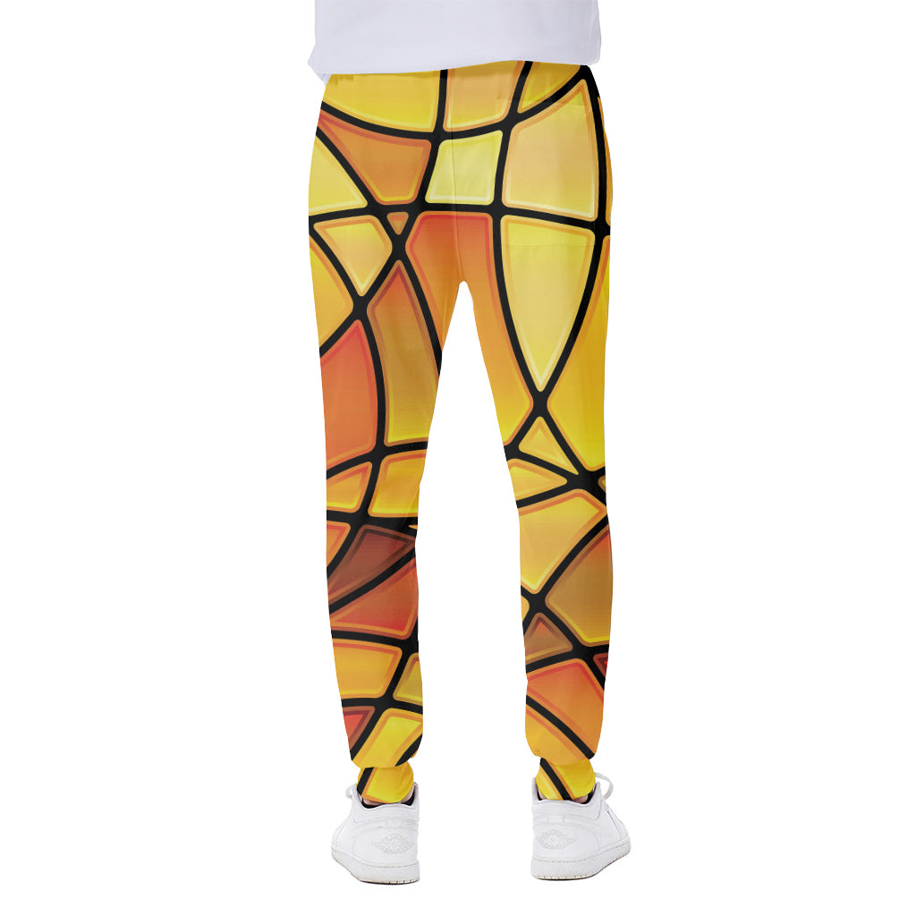 Yellow Stained Glass Mosaic Print Scuba Joggers