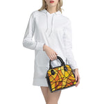 Yellow Stained Glass Mosaic Print Shoulder Handbag