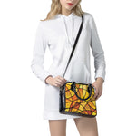 Yellow Stained Glass Mosaic Print Shoulder Handbag