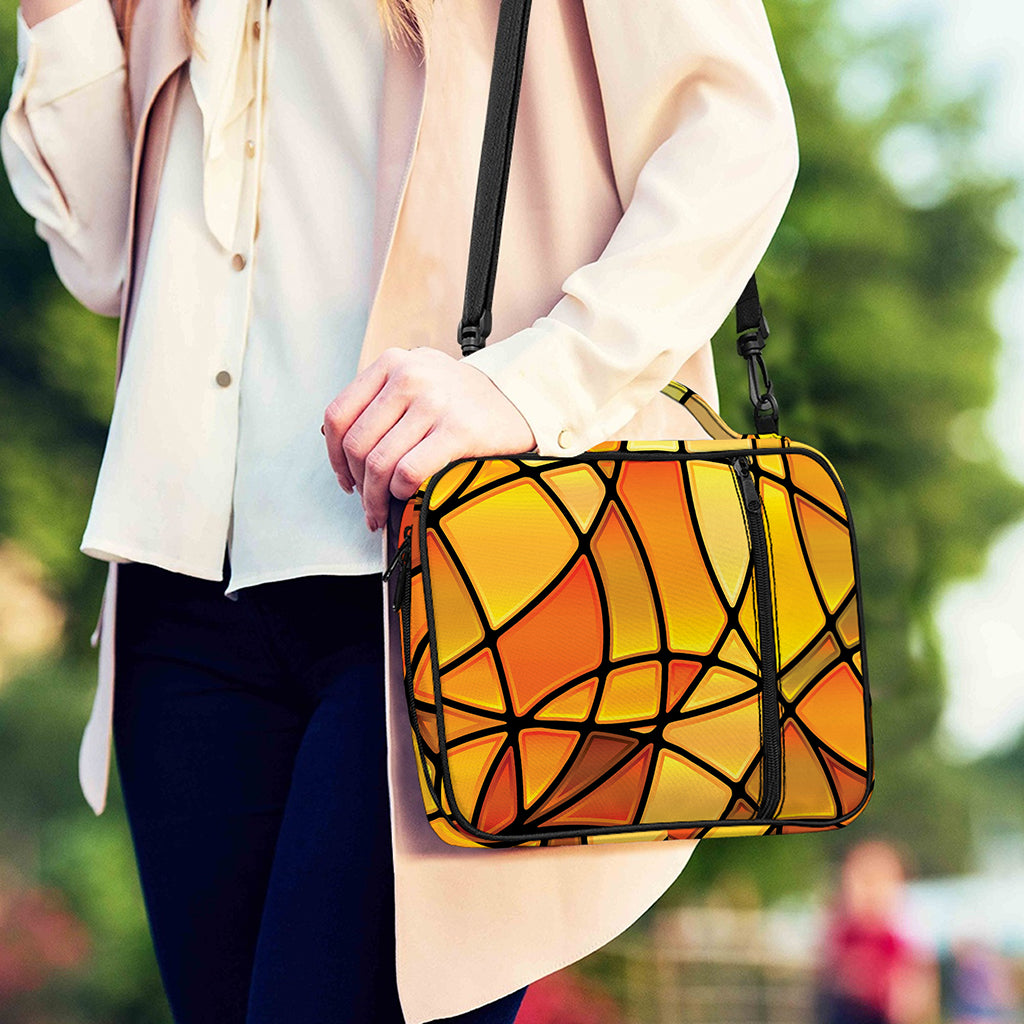 Yellow Stained Glass Mosaic Print Shoulder Strap Bible Bag
