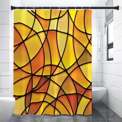 Yellow Stained Glass Mosaic Print Shower Curtain