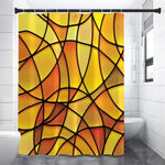 Yellow Stained Glass Mosaic Print Shower Curtain