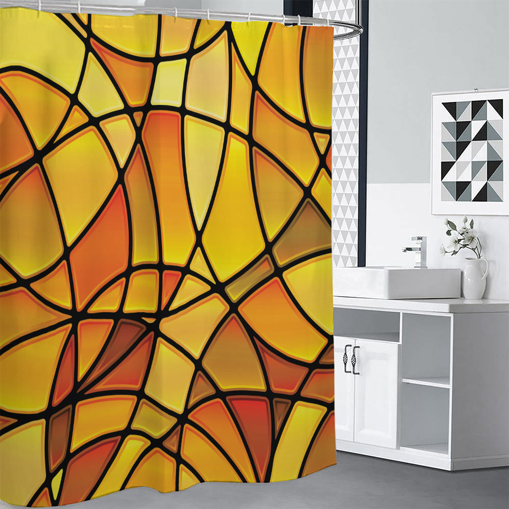 Yellow Stained Glass Mosaic Print Shower Curtain