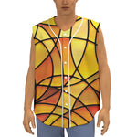 Yellow Stained Glass Mosaic Print Sleeveless Baseball Jersey