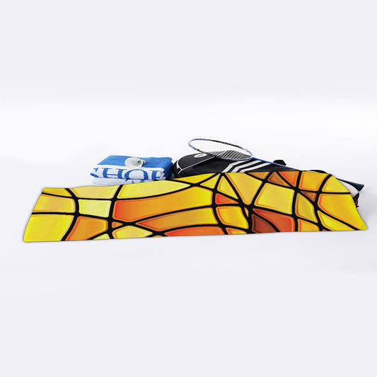 Yellow Stained Glass Mosaic Print Sports Towel