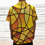 Yellow Stained Glass Mosaic Print Textured Short Sleeve Shirt