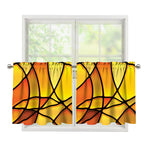 Yellow Stained Glass Mosaic Print Tier Curtains
