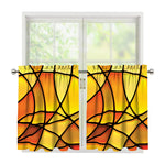 Yellow Stained Glass Mosaic Print Tier Curtains