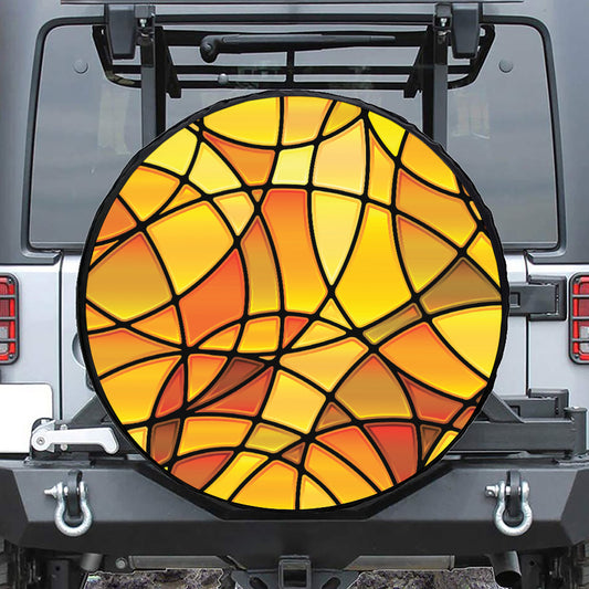 Yellow Stained Glass Mosaic Print Tire Cover