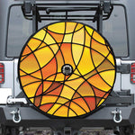 Yellow Stained Glass Mosaic Print Tire Cover With Camera Hole