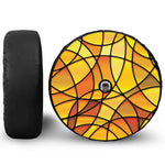 Yellow Stained Glass Mosaic Print Tire Cover With Camera Hole