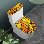Yellow Stained Glass Mosaic Print Toilet Lid And Tank Cover Set