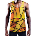 Yellow Stained Glass Mosaic Print Men's Workout Tank Top
