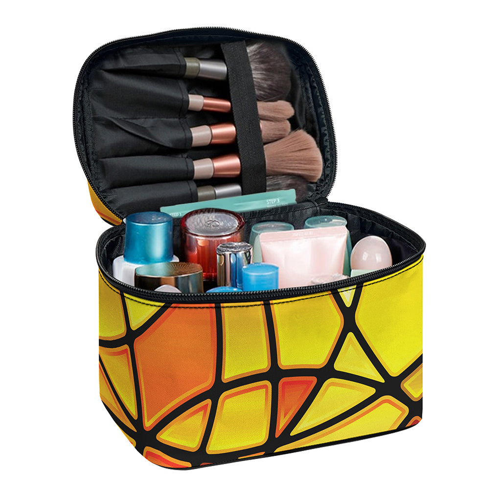 Yellow Stained Glass Mosaic Print Travel Makeup Bag