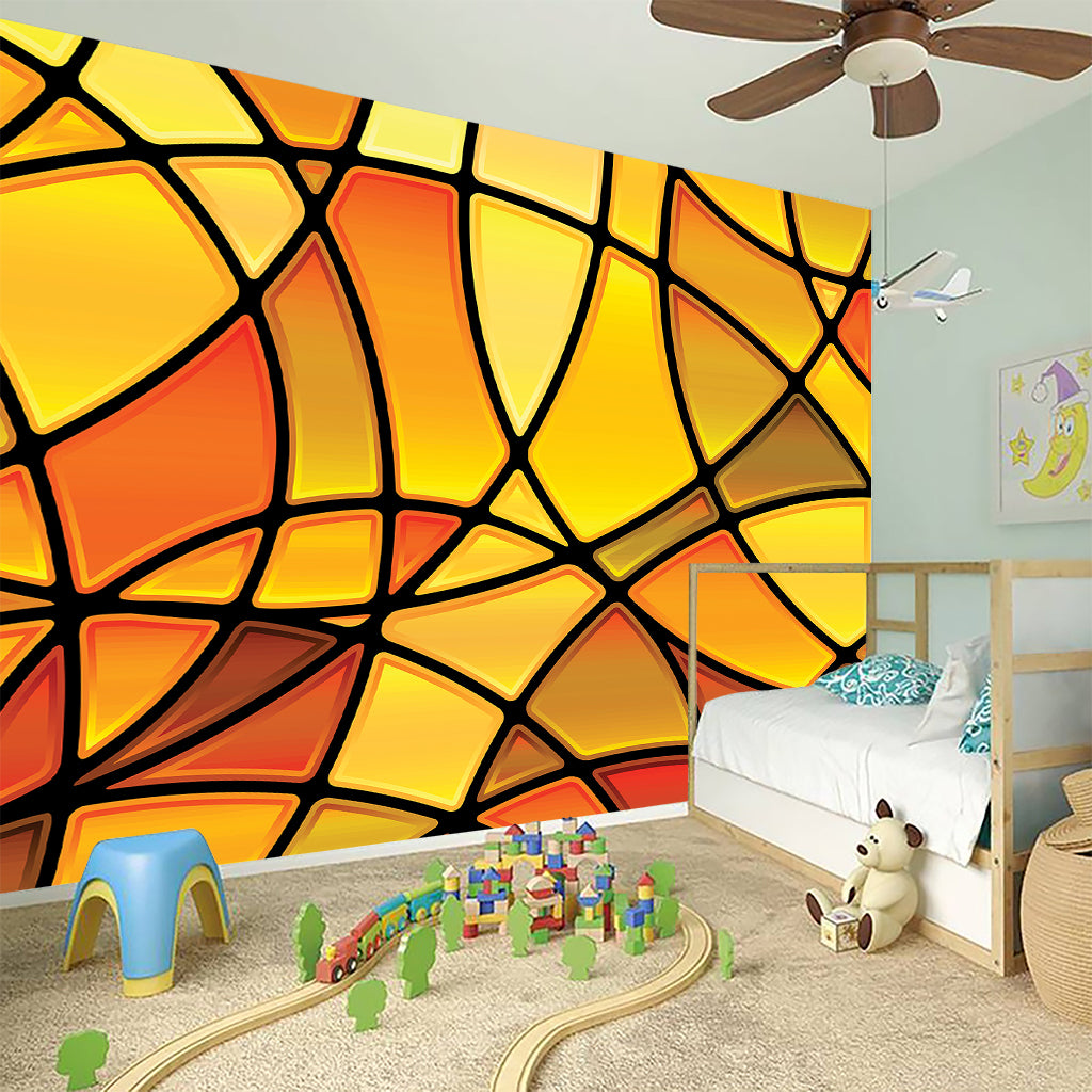 Yellow Stained Glass Mosaic Print Wall Sticker