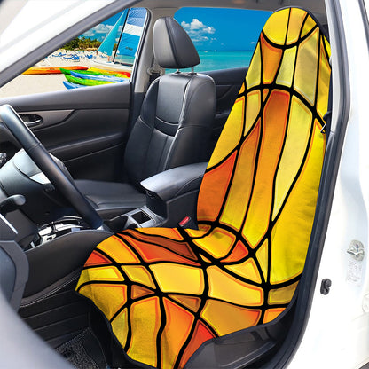 Yellow Stained Glass Mosaic Print Waterproof Car Seat Cover
